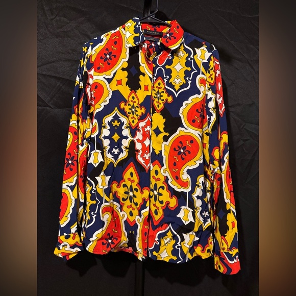 Piombo Women’s Size 4 Vibrant Patterned Long Sleeve Shirt - Picture 1 of 5